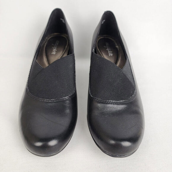 Easy Spirit Black Leather Heeled Shoes Size 7.5 - Picture 3 of 10